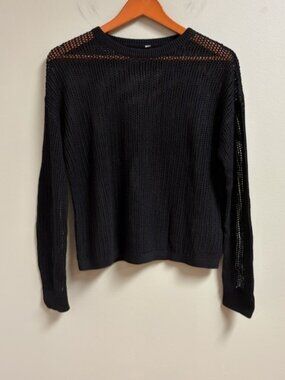 UNIQLO Womens Open Knit Goth Grunge Sweater Size‎ M Sheer Layering Linen Blend